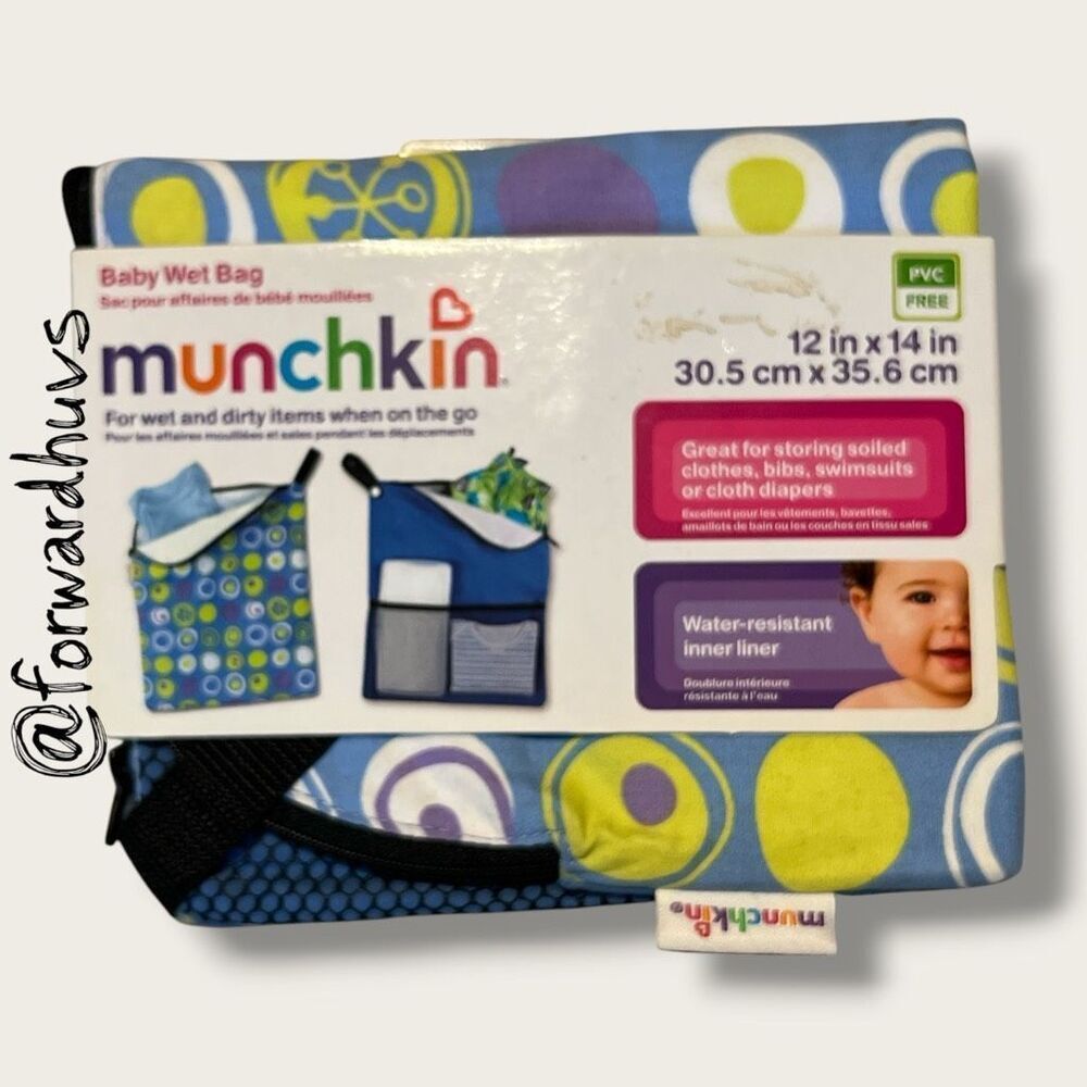 Munchkin Baby Wet Bag – Blue Circle Print – 12x14
